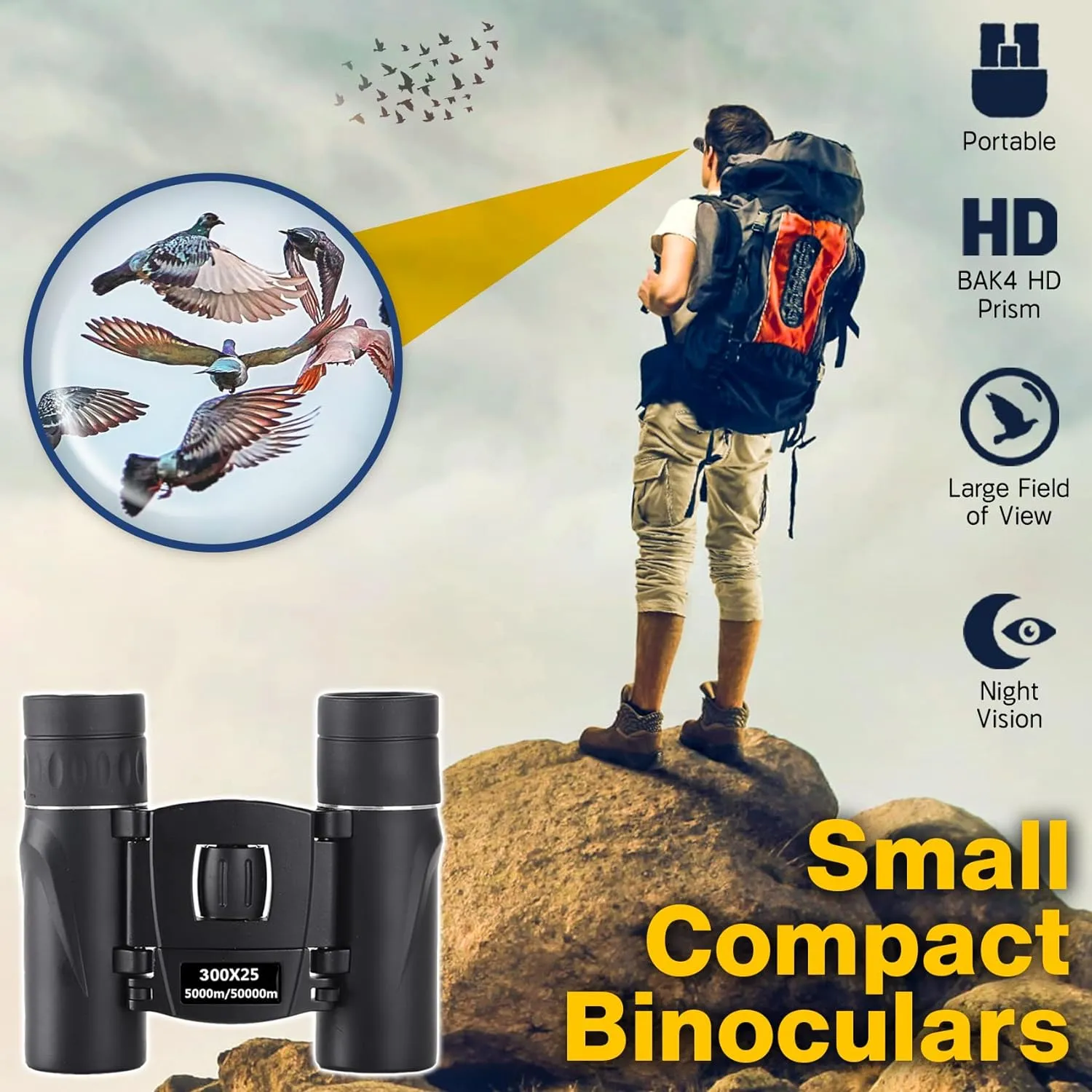 1000X25 Water Resistant Folding Roof Prism Binoculars-Jg20375152