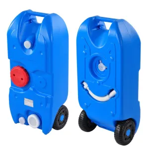 10.5 GAL Portable Wheeled Water Tank Travel Camping Blue