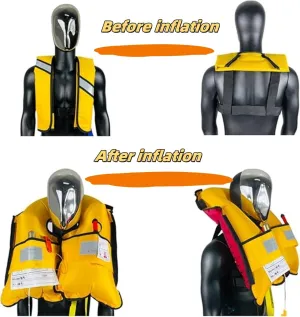 2025 Upgraded Auto-Inflatable Safety Vest - 150N Buoyancy Swim Aid with Reflective Panels (Blue, Adult Size)