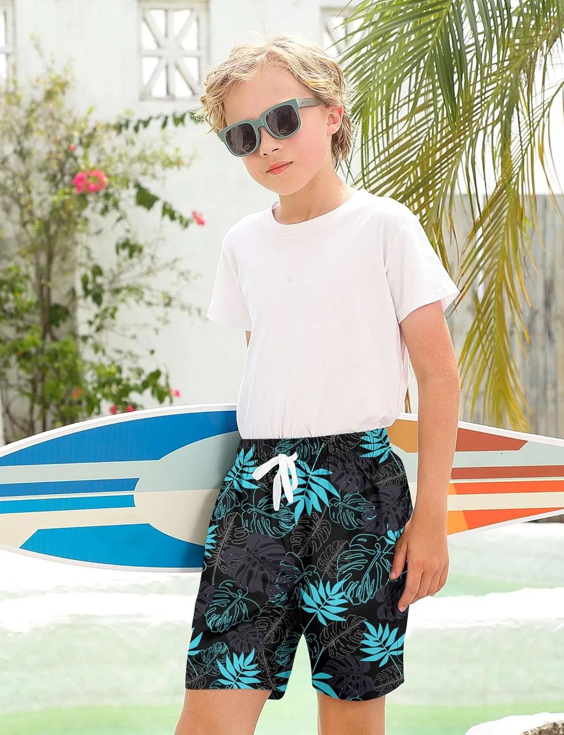 Boys Swim Trunks with Compression Liner for 6-20 Years Kids Quick Dry Bathing Suit