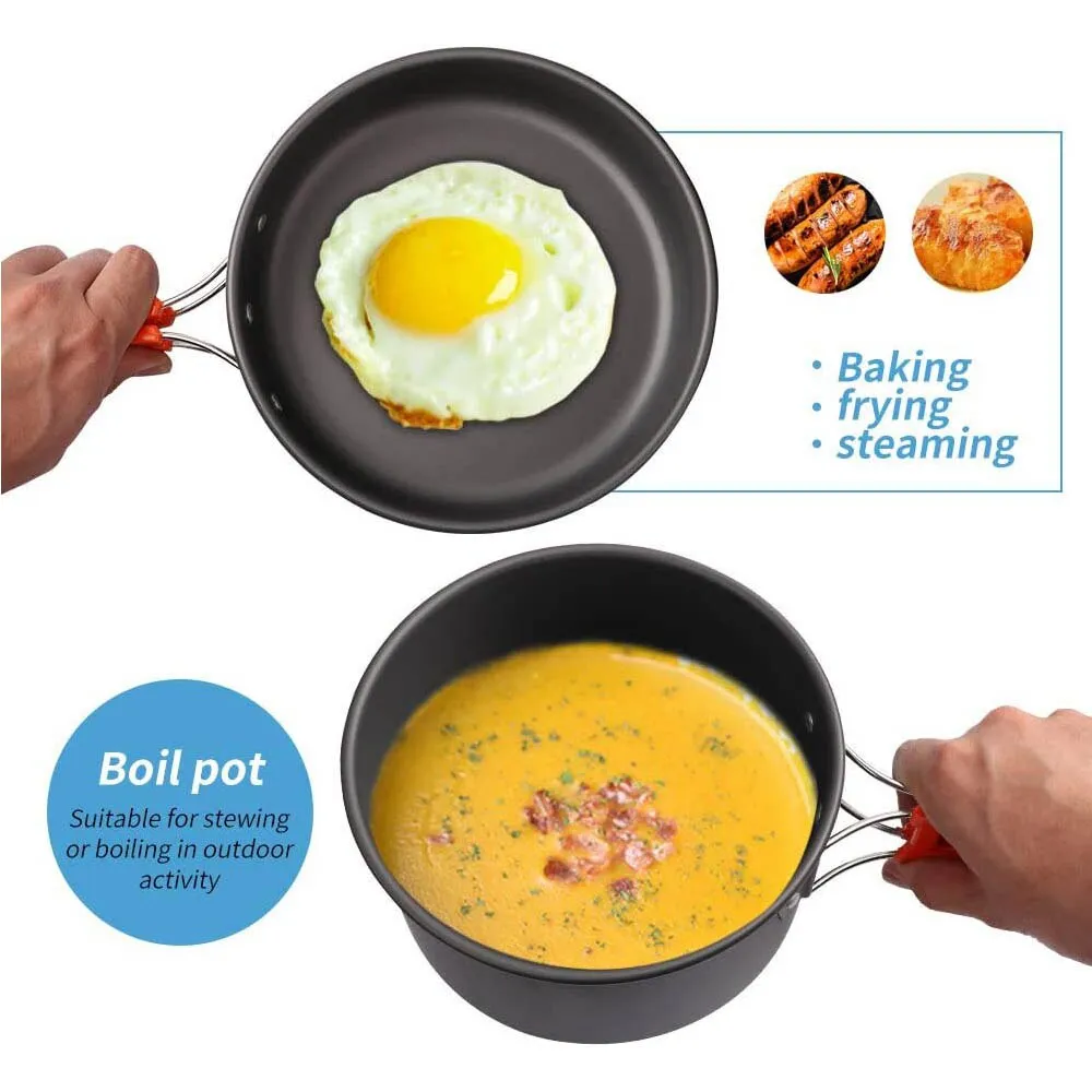 Camping Cookware Set - Aluminium Portable Outdoor Cooking Kit