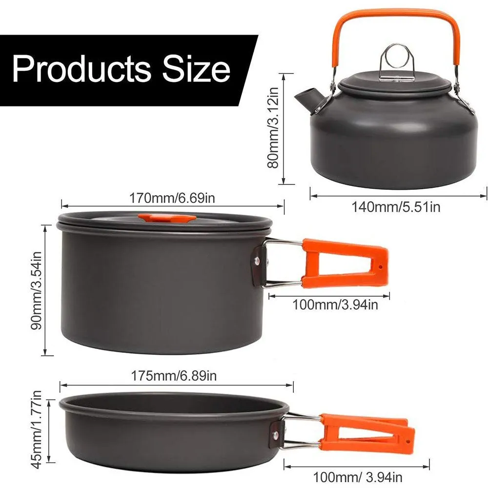 Camping Cookware Set - Aluminium Portable Outdoor Cooking Kit