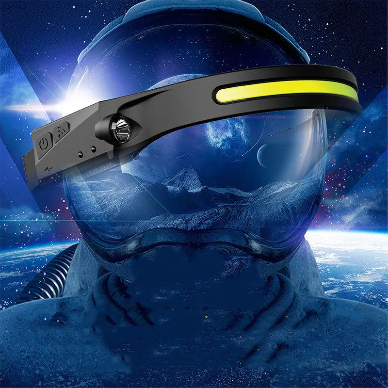 COB LED Induction Riding Headlamp Flashlight USB Rechargeable