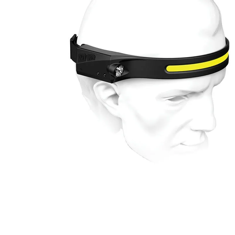 COB LED Induction Riding Headlamp Flashlight USB Rechargeable