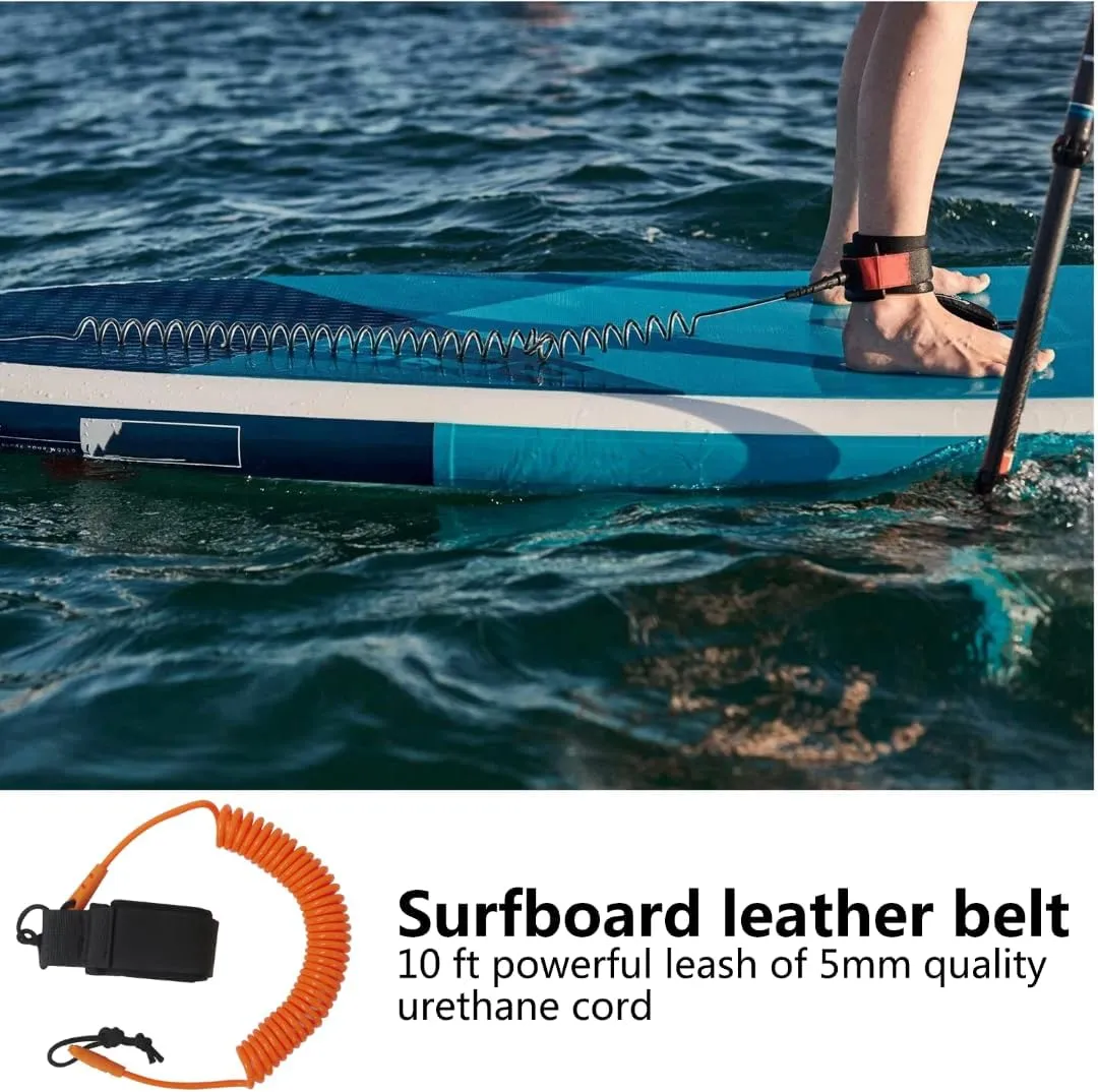 Coiled SUP Leash 10 FT Surfboard Leash Sup Leg Rope Strap Stand Up Paddleboard Leash - Orange
