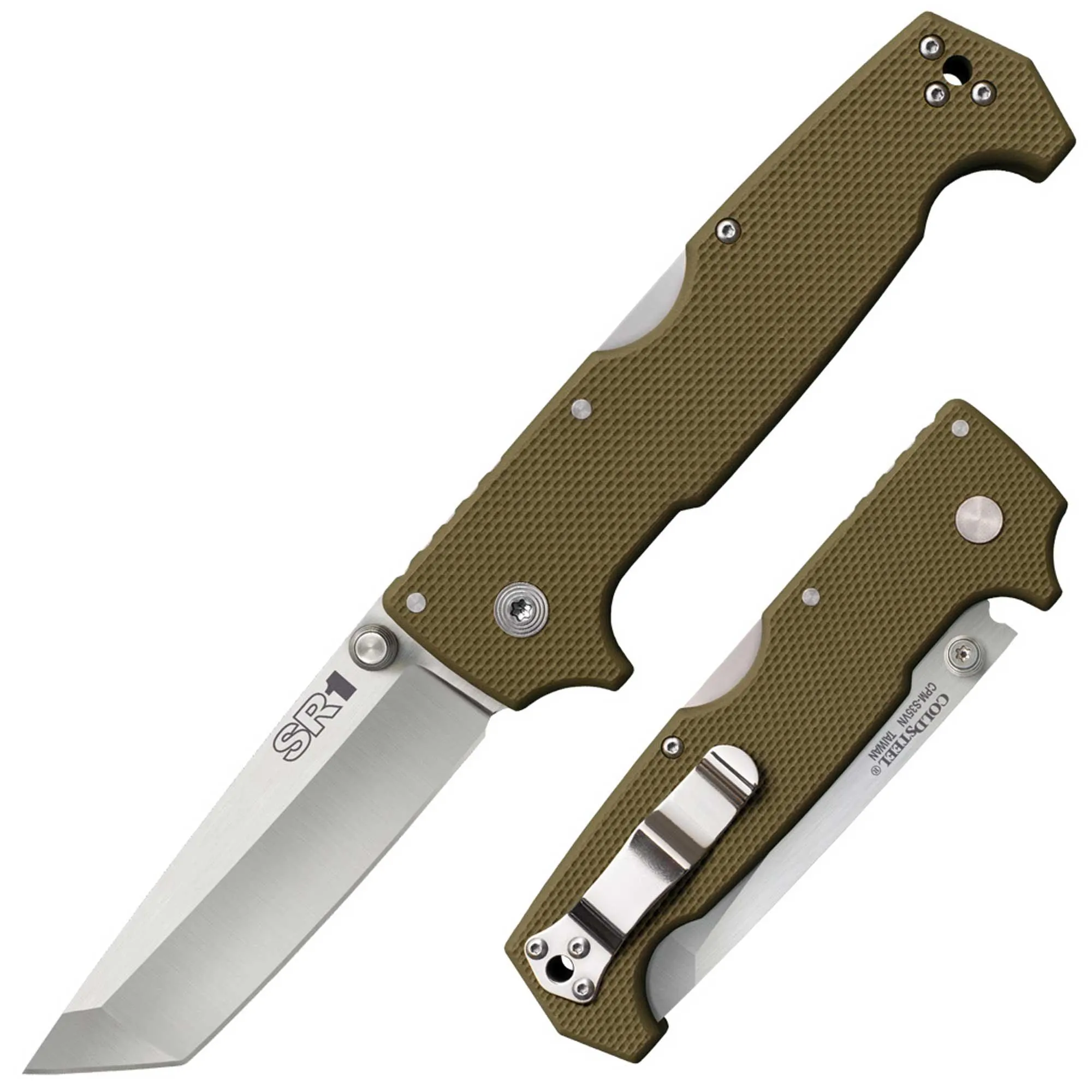 Cold Steel Folding Knife - SR1 Tanto Blade Brown Handle with Tri-Ad Lock| CS62LA