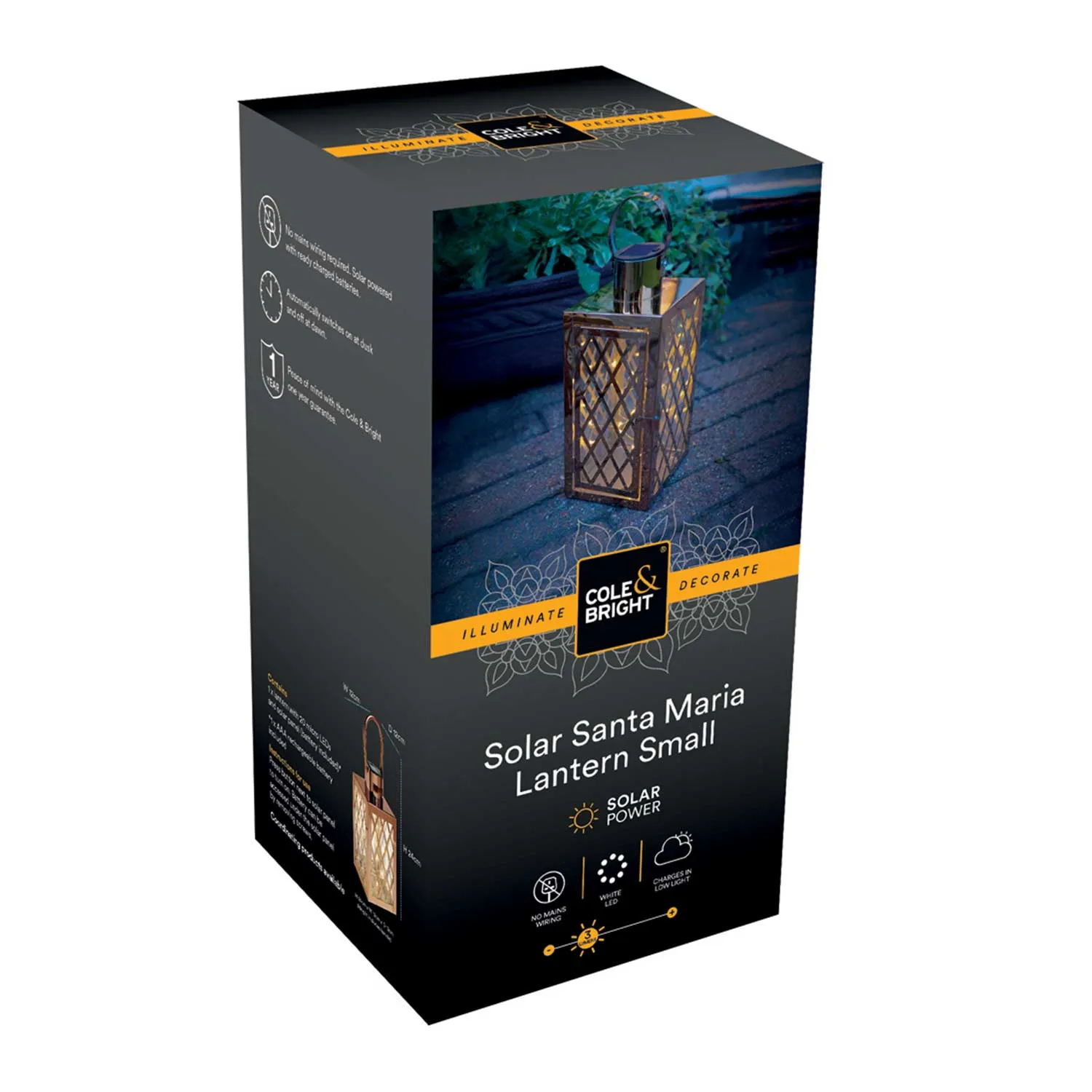 Cole & Bright Santa Maria Solar Lantern - Small