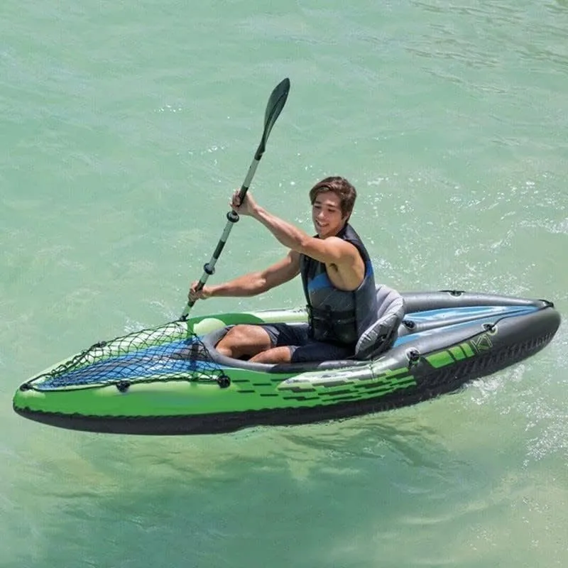 DFT Inflatable Kayak 1 Person, Single Canoe, Size 274X76x33cm, 0.75Mm High-Density Tough PVC, Including Hand Pump, Aluminum Paddle(Color:AA,Size:274x76x33cm)