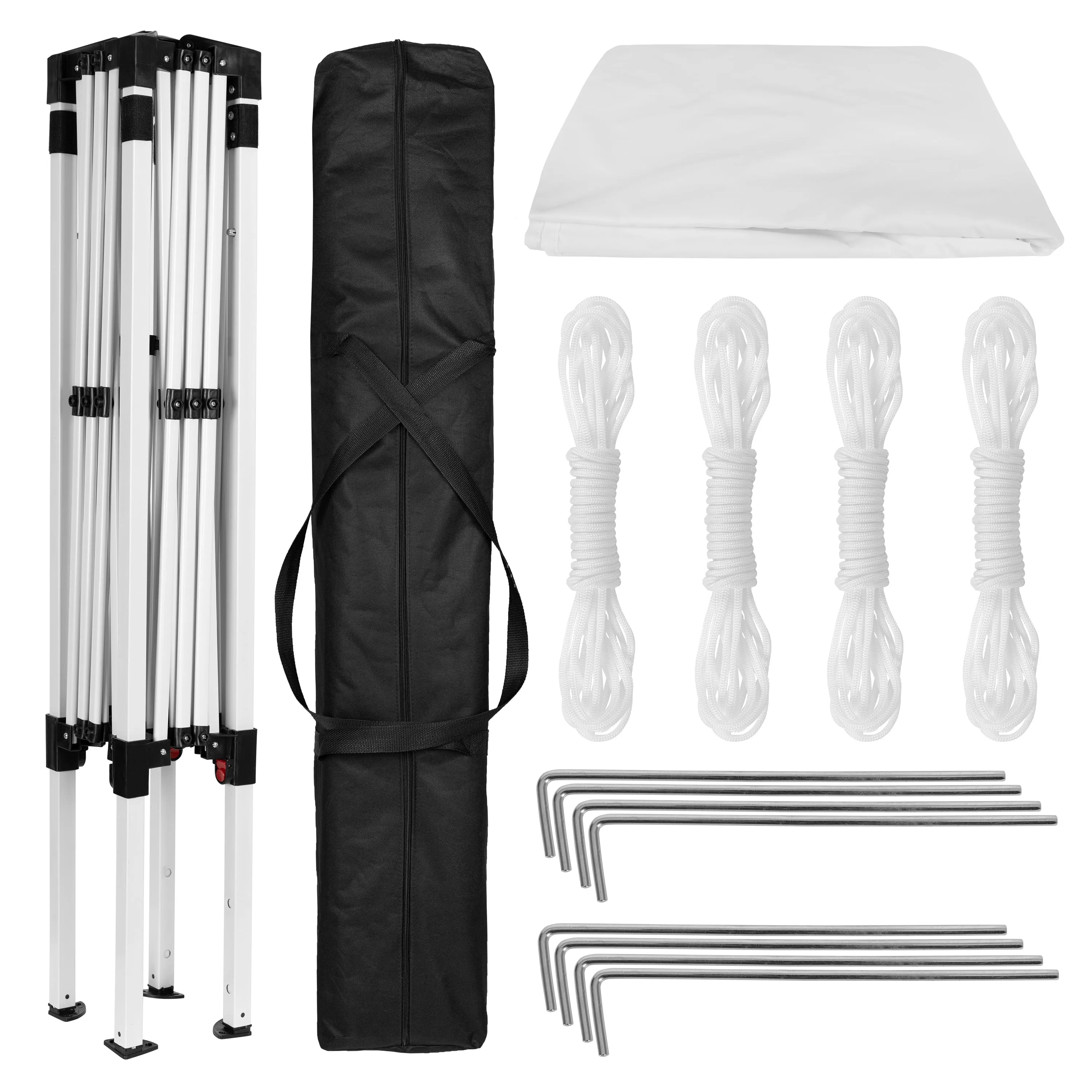Harris 8'x8' White Outdoor Pop Up Event Slanted Leg Canopy Tent with Carry Bag