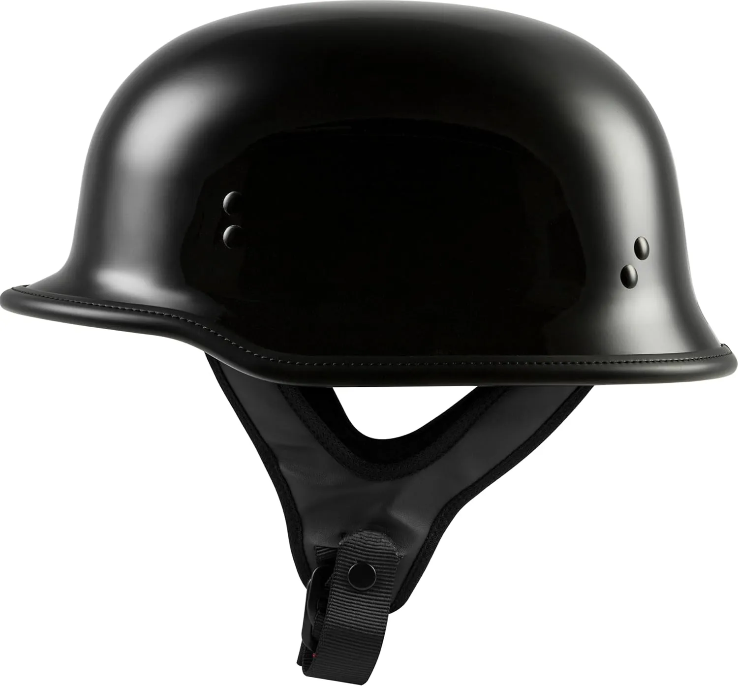 HIGHWAY 21 9-Millimeter German Beanie Helmet, Half Shell Motorcycle Gear, Black Safety Head Cover, Dual D-Ring Chinstrap