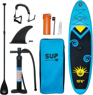 Inflatable Stand Up Paddle Board with Premium Paddle Board Accessories, Non-Slip Comfortable Deck, Wide Stable Design for Youth & Adults 10'6" x 33" x 6"