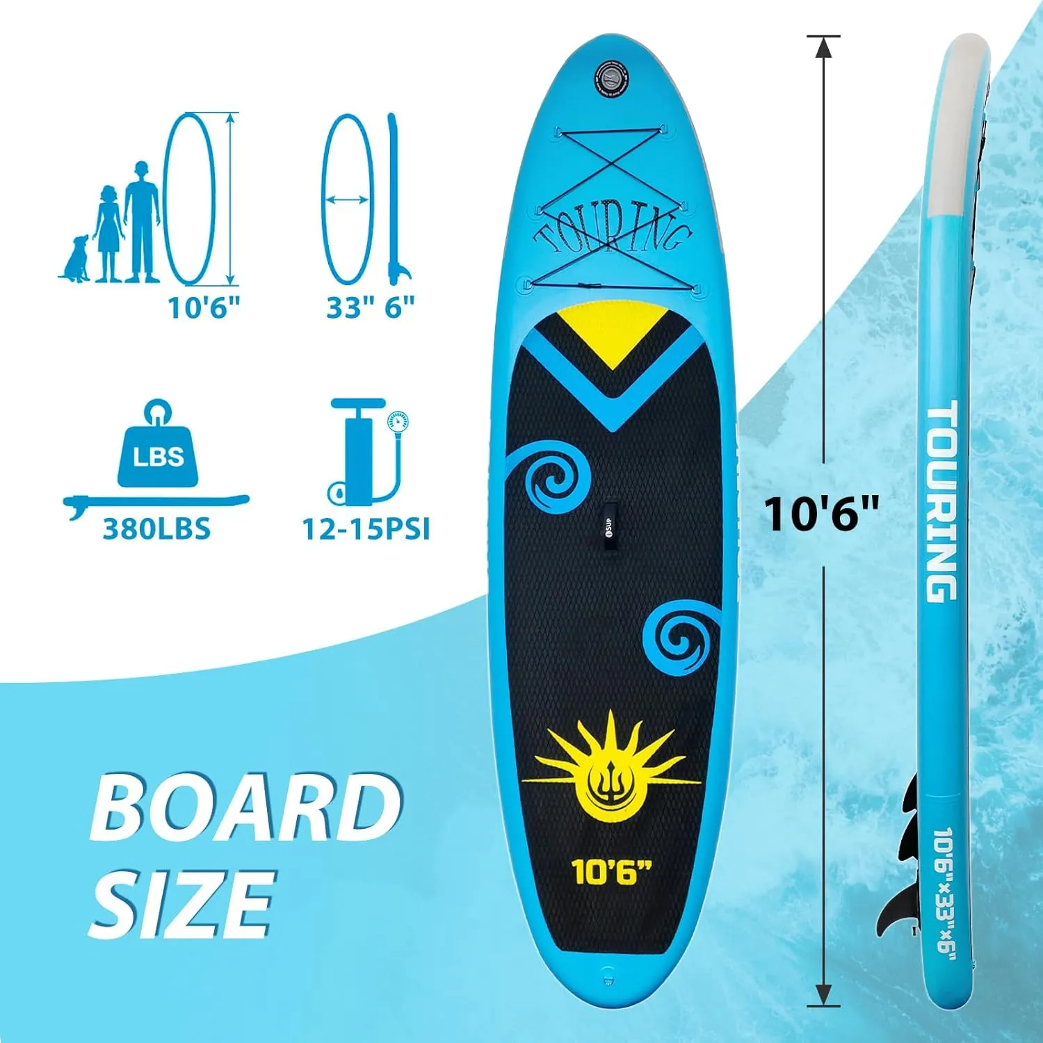 Inflatable Stand Up Paddle Board with Premium Paddle Board Accessories, Non-Slip Comfortable Deck, Wide Stable Design for Youth & Adults 10'6" x 33" x 6"