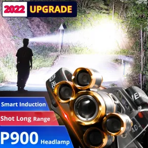 LED Sensor Headlamp Flashlight Head Torch LED Zoomable Headlight 18650 Rechargeable Fishing Camping Lantern