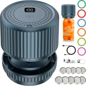 M12 Auto Stop Electric Mason Jar Vacuum Sealer - 2024 Upgrade Smart Jar Vacuum Sealer for Mason Jars with Wide and Regular Mouth Canning Jar Lids Portable Mason Jar Sealer Machine Kit