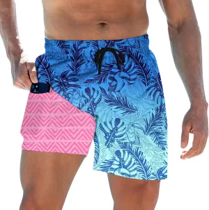 Mens Swim Trunks with Compression Liner 5.5" Inseam Quick Dry Swimsuit Shorts S-XXL