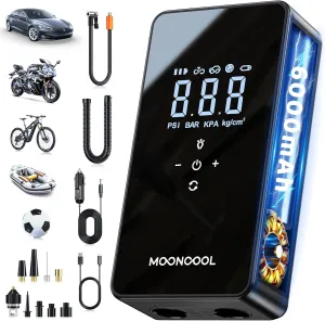 MOONCOOL Tire Inflator Electric Portable Air Pump, 150 PSI Electric Auto Pump Compressor, Faster Air Inflator for Bike, Car, Motorcycle, Ball, Paddle Board, Kayak, Inflatable Boat