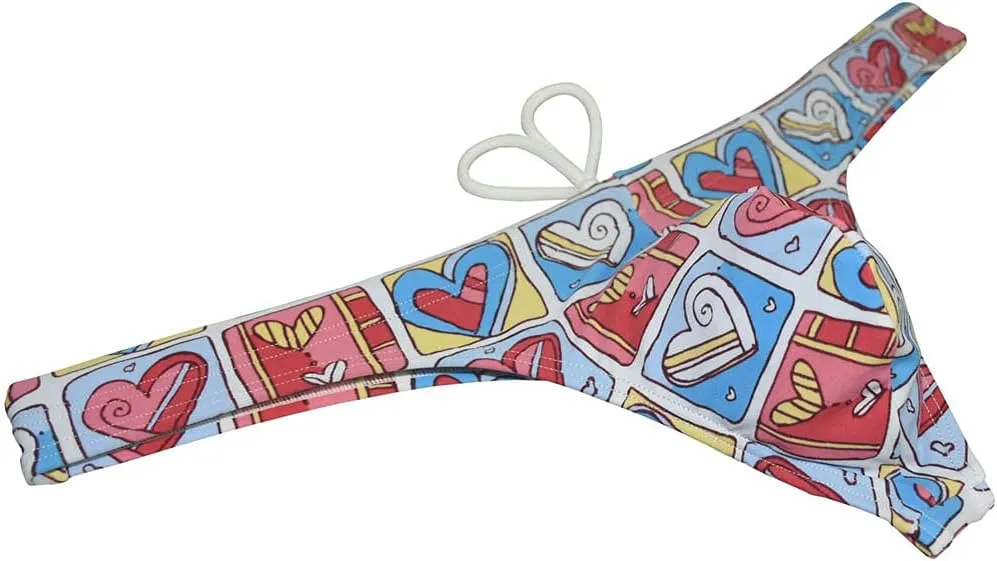 OROCOJUCO Sport Mens Print Thong Swimsuit Contour Pouch Bikini Swimwear Board Surf Short Trunks Swim Tangas