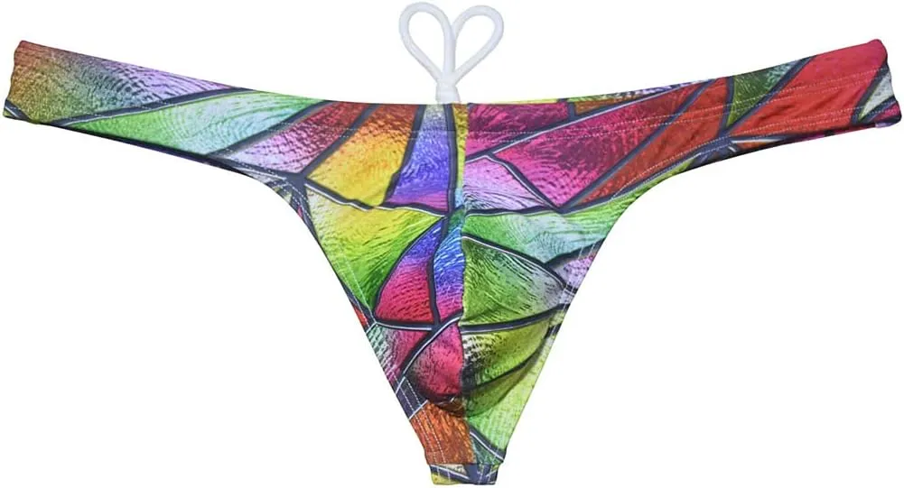 OROCOJUCO Sport Mens Print Thong Swimsuit Contour Pouch Bikini Swimwear Board Surf Short Trunks Swim Tangas