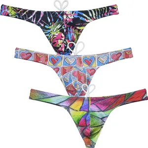 OROCOJUCO Sport Mens Print Thong Swimsuit Contour Pouch Bikini Swimwear Board Surf Short Trunks Swim Tangas