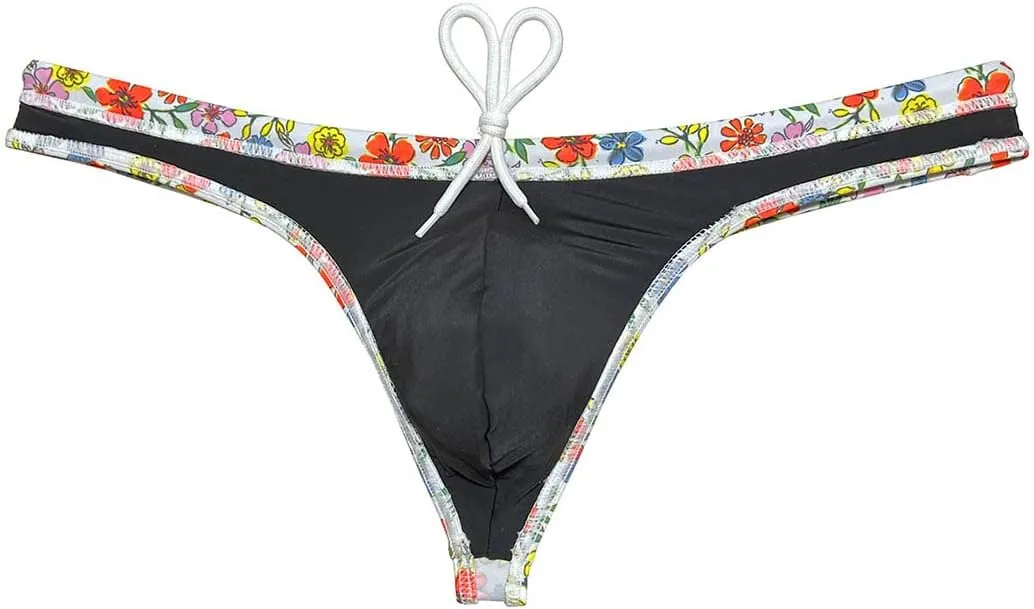 OROCOJUCO Sport Mens Print Thong Swimsuit Contour Pouch Bikini Swimwear Board Surf Short Trunks Swim Tangas