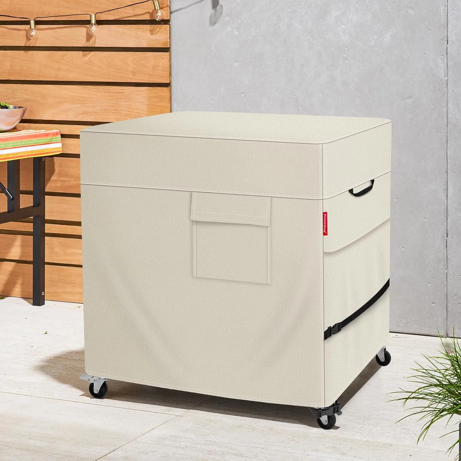 Porch Shield Waterproof Rolling 80-100 Qt Cooler Cart Cover Fits Most Patio Ice Chest Party Cooler (Light Tan, 36"L x 20"W x 32"H)