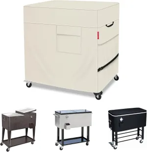 Porch Shield Waterproof Rolling 80-100 Qt Cooler Cart Cover Fits Most Patio Ice Chest Party Cooler (Light Tan, 36"L x 20"W x 32"H)