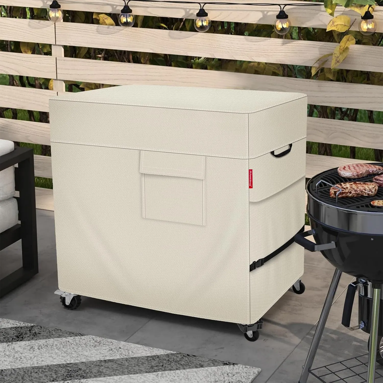 Porch Shield Waterproof Rolling 80-100 Qt Cooler Cart Cover Fits Most Patio Ice Chest Party Cooler (Light Tan, 36"L x 20"W x 32"H)
