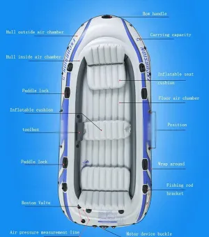 PVC Wider and Thicker Material with Aluminium Paddle and air Pump Outdoor Inflatable Boat Drift Boat Fishing Boat 4-Person Inflatable Kayak