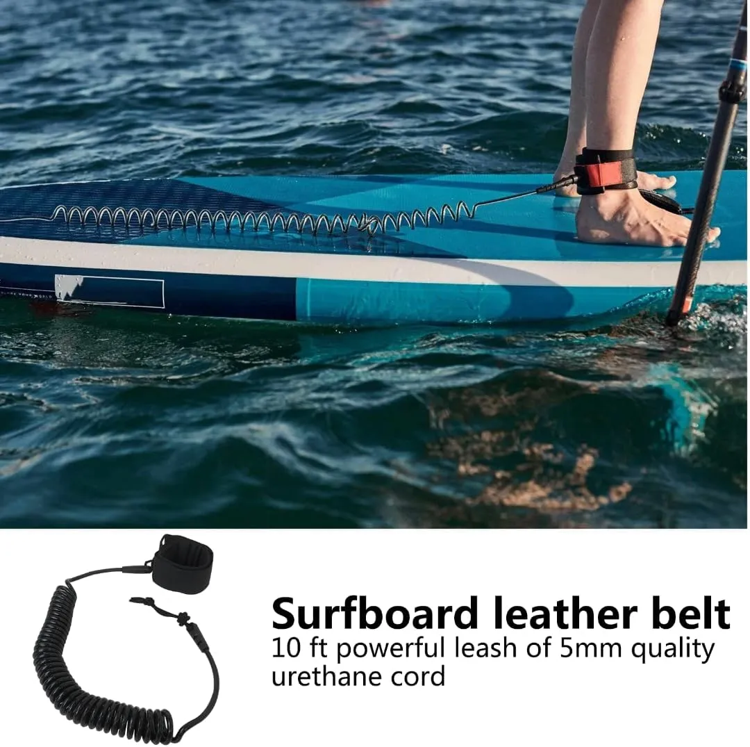 Stand UP Paddle Board 10FT SUP Leash 5mm Coiled Spring Leg Rope Leash - Black