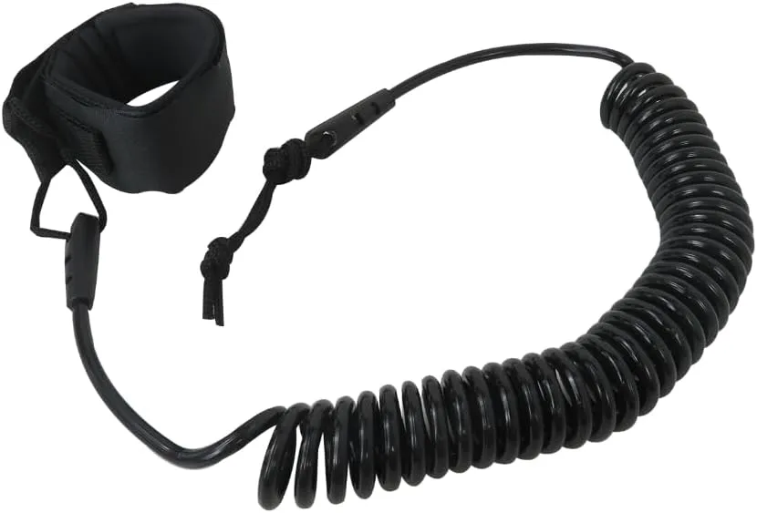 Stand UP Paddle Board 10FT SUP Leash 5mm Coiled Spring Leg Rope Leash - Black