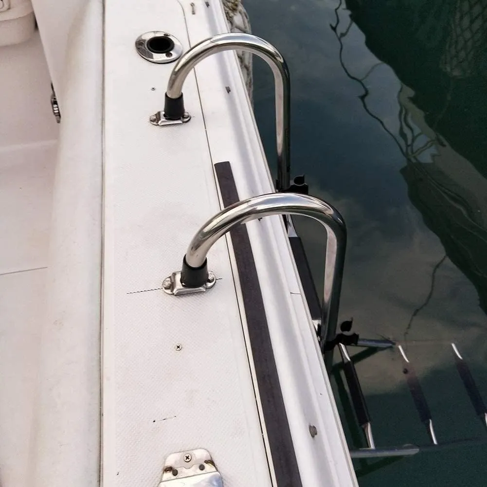 Swim ladders for Docks Folding 4/5/6 Step Extension Dock Ladder, Heavy Duty Stainless Steel Removable Marine Yacht Boarding Ladder with Wide Step & Handle,for Boats, Pool, Dock (Size : 4 Step) ()