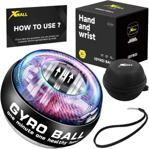 XMALL Torque Ball Hand Exerciser, Grip Strength Trainer, Forearm Strengthener, Wrist Power Gyro Ball, Hand Strengthening Devices, Wrist Strengthener, Finger Exerciser, Auto-Start Colorful Lighting