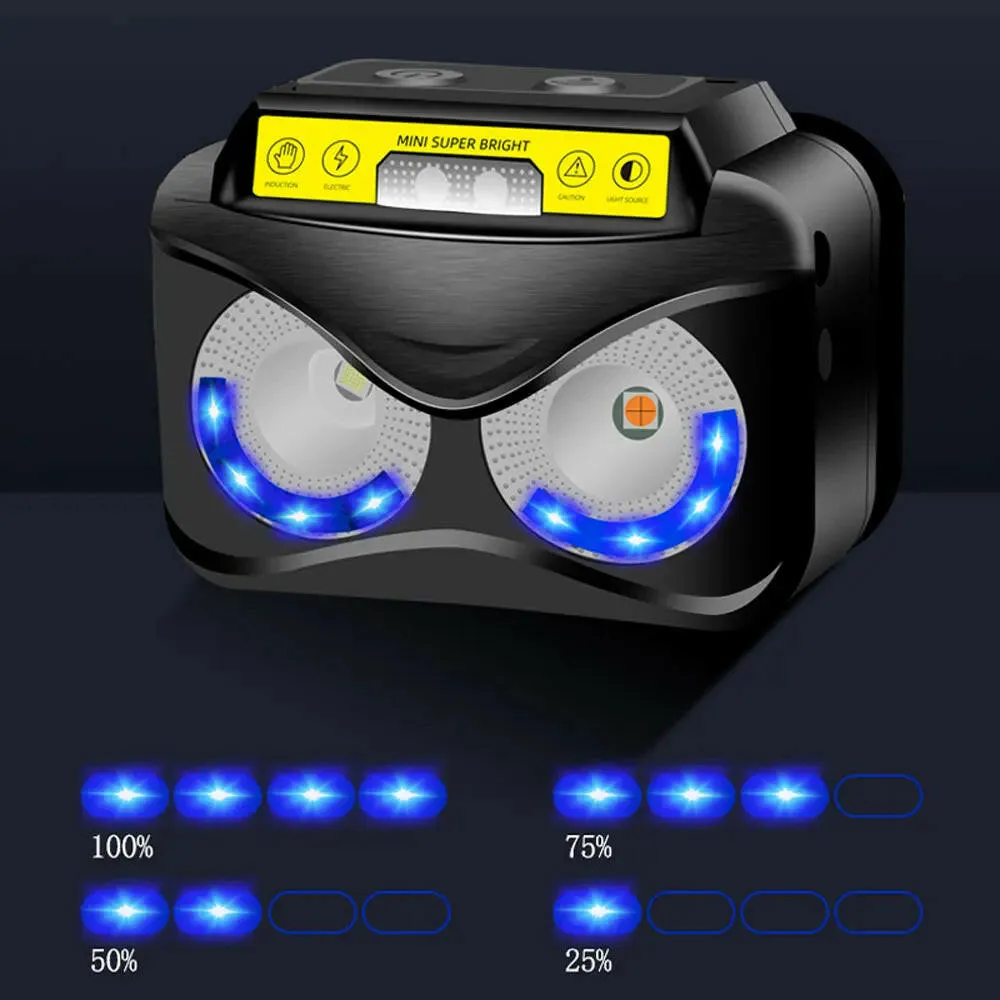XPG COB White Yellow Light LED Headlamp Body Motion Sensor 6-Mode Red Blue Flash Headlight Rechargeable Torch Camping Hunting