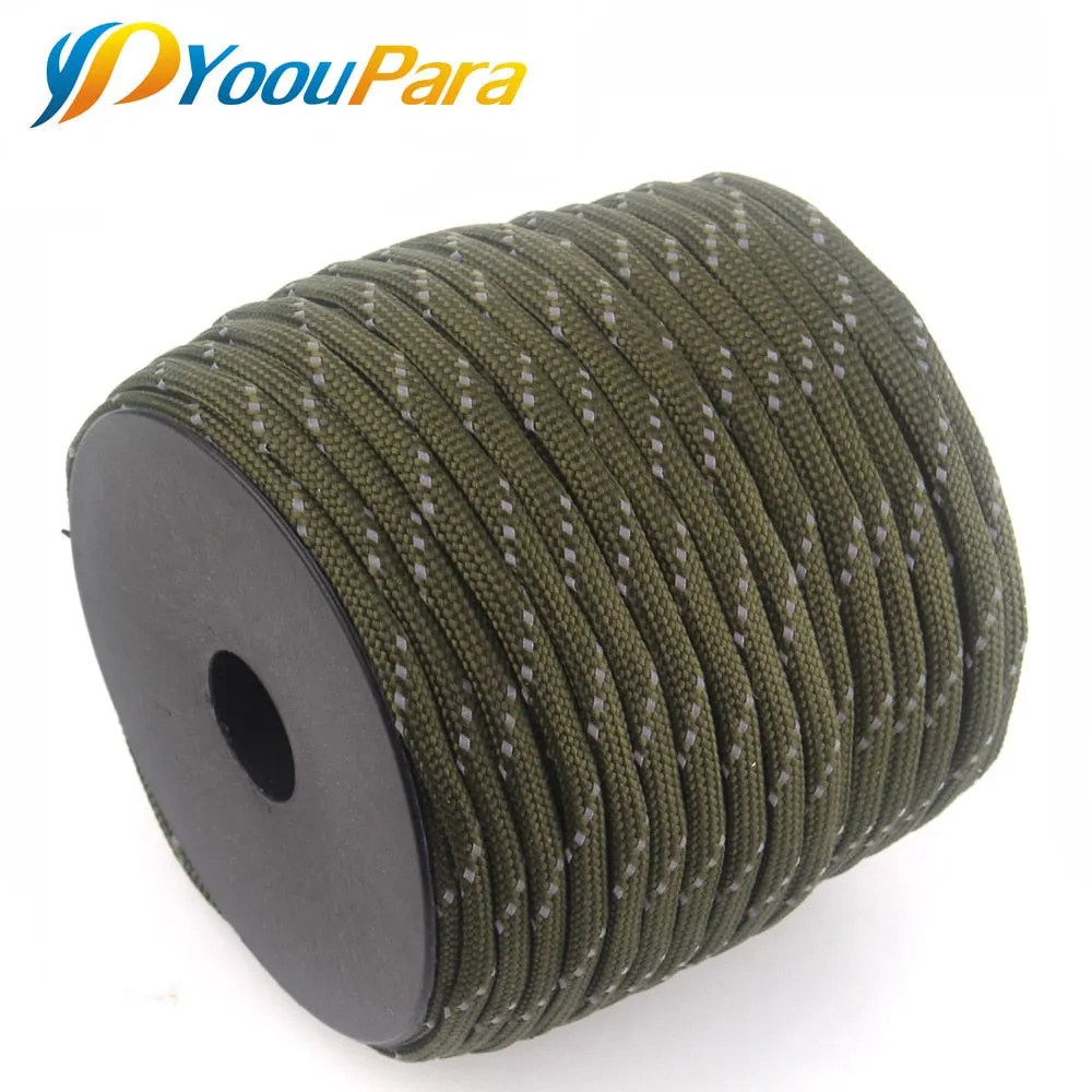 YoouPara Reflective Paracord 100Feet Spools 7 Strand Parachute for Outdoor Campling