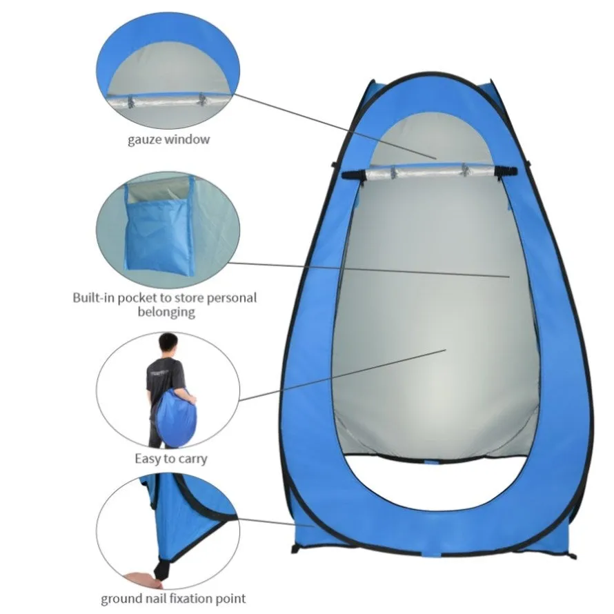 ZUN 1-2 Person Portable Pop Up Toilet Shower Tent Changing Room Dressing Tent Camping Shelter Blue 44208910