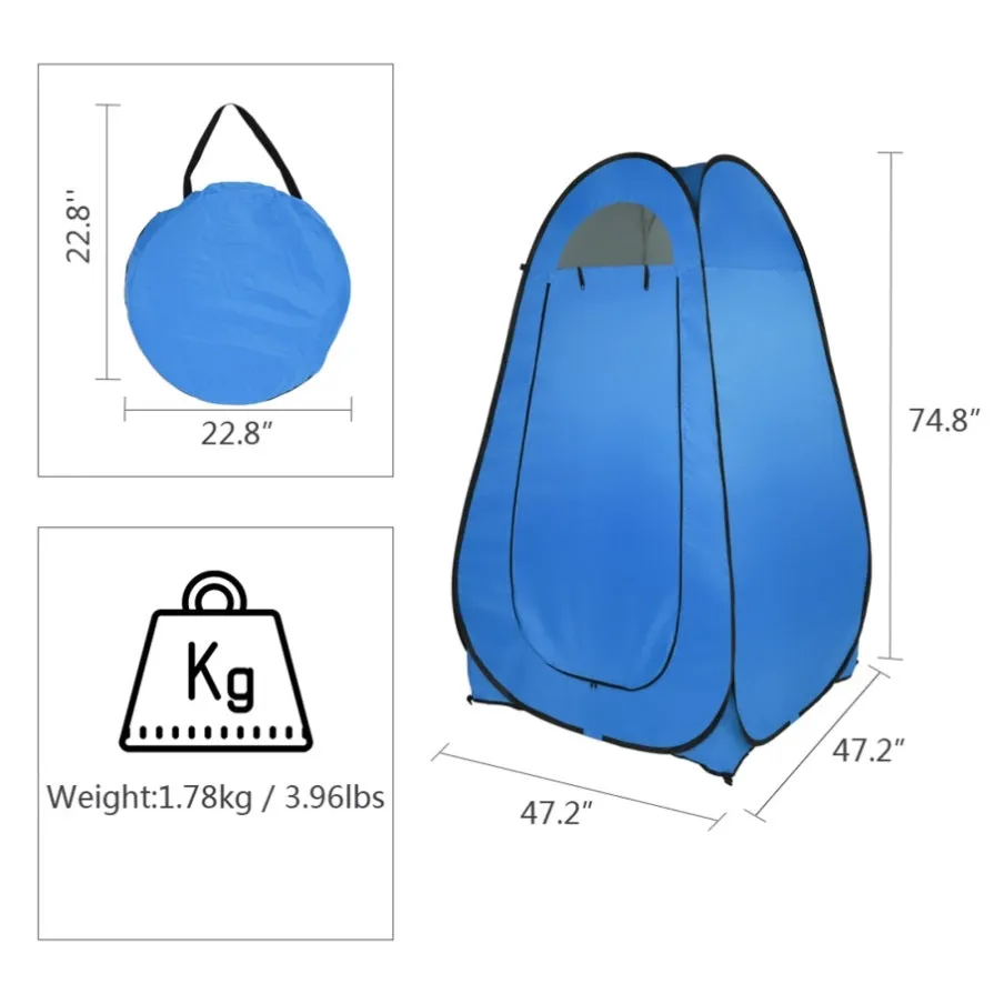 ZUN 1-2 Person Portable Pop Up Toilet Shower Tent Changing Room Dressing Tent Camping Shelter Blue 44208910