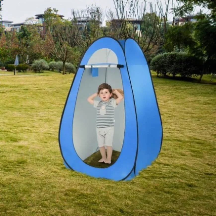ZUN 1-2 Person Portable Pop Up Toilet Shower Tent Changing Room Dressing Tent Camping Shelter Blue 44208910